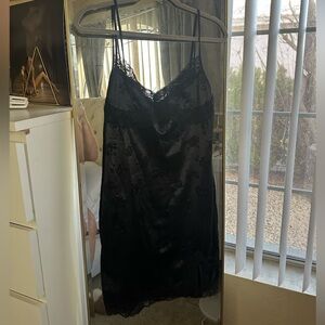 Motel Rocks Black Satin Lace Chemise